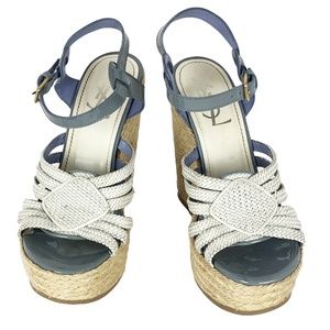 YSL Yves Saint Laurent 9 Light Blue Woven Leather